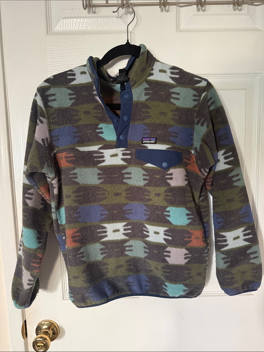 Patagonia Boy’s Quarter Zip Synchilla Fleece in Multi Color Pattern